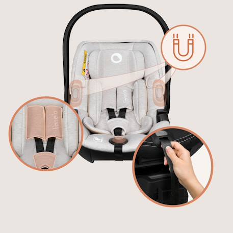 Siège-auto bébé moxie i-size 40-87 cm avec base isofix pivotante 360°, tissu en bambou et insert dri-seat Beige sand 4 - vertbaudet enfant 