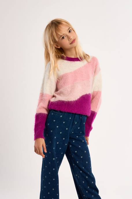 Pull en maille brossée - fille Rose 4 - vertbaudet enfant 