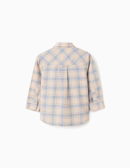 Chemise à manches longues en coton à carreaux Gris clair 2 - vertbaudet enfant 