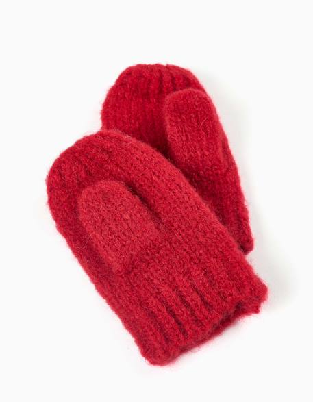 Ensemble béguin et moufles en maille torsadée Rouge 3 - vertbaudet enfant 