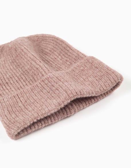 Bonnet en maille côtelé Mauve clair 2 - vertbaudet enfant 