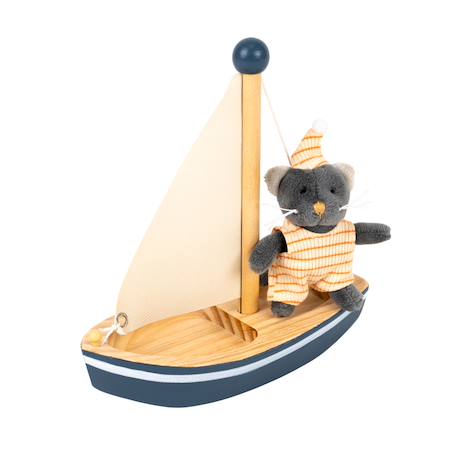 Malo le chat en peluche sur son bateau Bleu 1 - vertbaudet enfant 