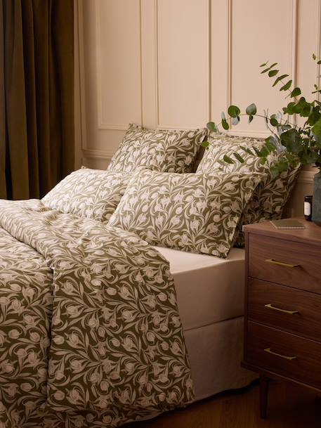 Taie d'oreiller percale de coton 'lucie' Bordeaux+Kaki 8 - vertbaudet enfant 