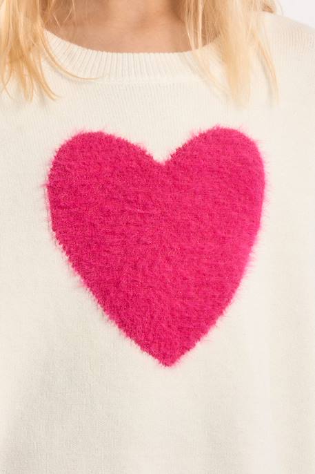 Pull en maille, motif cœur Noir+Offwhite 7 - vertbaudet enfant 