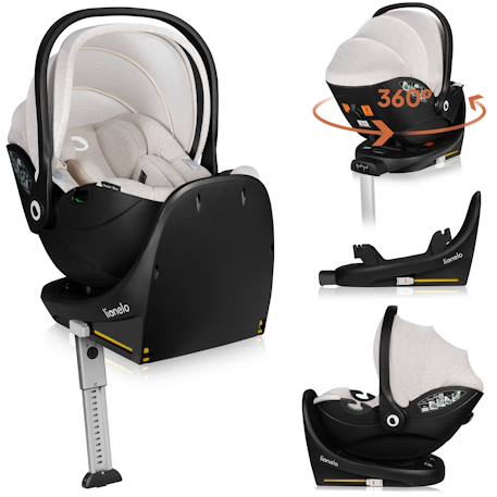 Siège-auto bébé moxie i-size 40-87 cm avec base isofix pivotante 360°, tissu en bambou et insert dri-seat Beige sand 1 - vertbaudet enfant 