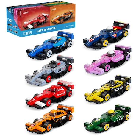 Coffret 8 mini voitures de course à construire Bleu 1 - vertbaudet enfant 