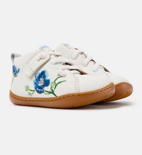 Baskets fille cuir peu cami Blanc naturel 121+Brun moyen 119 2 - vertbaudet enfant 