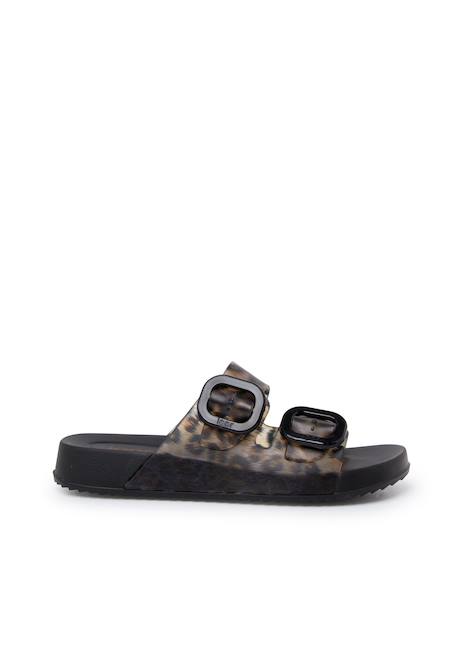 Sandales caoutchouc habana double boucle imprimé animal Noir+Vert 1 - vertbaudet enfant 