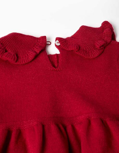 Robe en maille à manches longues avec col à volants Rouge 3 - vertbaudet enfant 