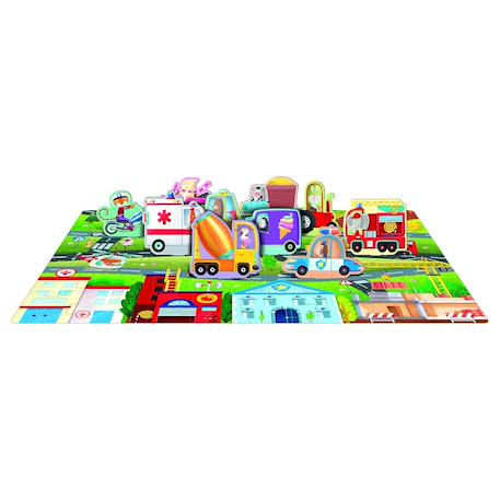 Livre et puzzle les véhicules Bleu 2 - vertbaudet enfant 