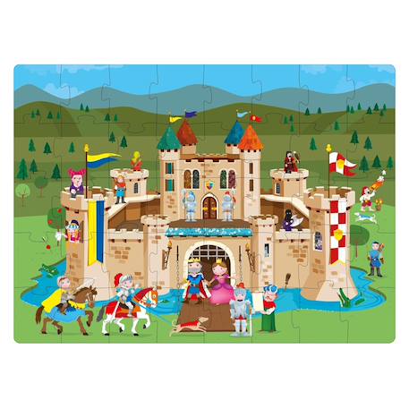 Livre et puzzle les chevaliers Bleu 2 - vertbaudet enfant 