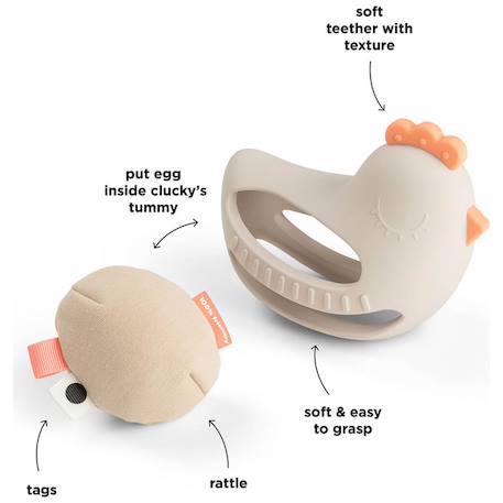 Jouet dentition et préhension avec hochet clucky sable Sable 3 - vertbaudet enfant 