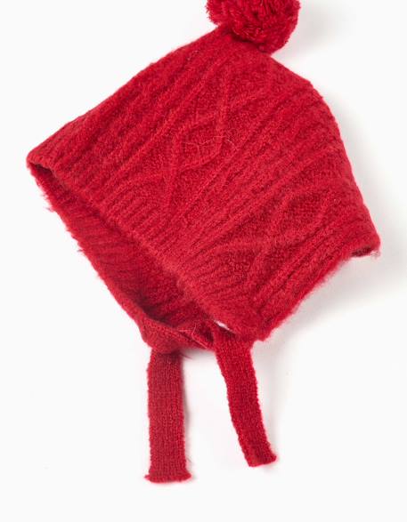Ensemble béguin et moufles en maille torsadée Rouge 2 - vertbaudet enfant 