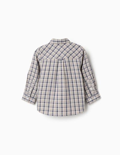 Chemise en coton à manches longues et motif à carreaux Bleu foncé 2 - vertbaudet enfant 