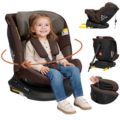 Siège-auto pivotant 360° bastiaan plus i-size 40-150 cm avec isofix Beige chocolate+Black carbon+Navy blue+Pink mauve 1 - vertbaudet enfant 
