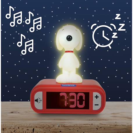 Réveil - veilleuse Snoopy avec effets sonores, Écran LCD, alarme Red & white 2 - vertbaudet enfant 