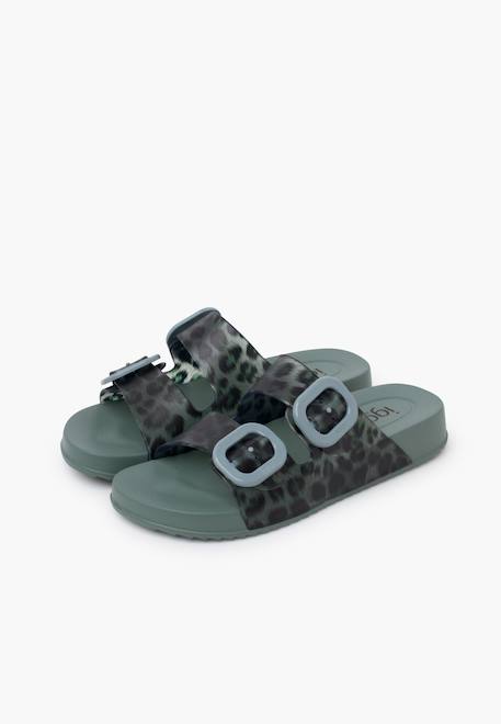 Sandales caoutchouc habana double boucle imprimé animal Noir+Vert 10 - vertbaudet enfant 