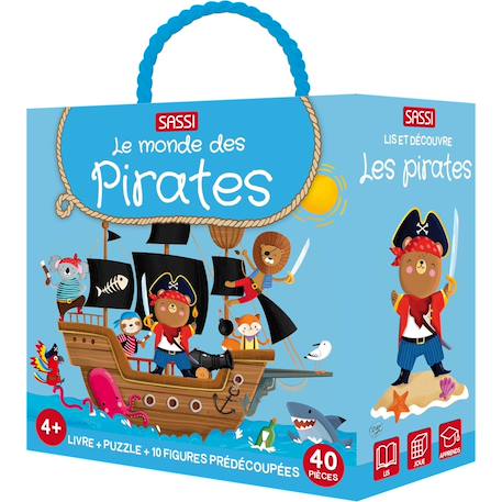 Livre et puzzle les pirates Bleu 1 - vertbaudet enfant 