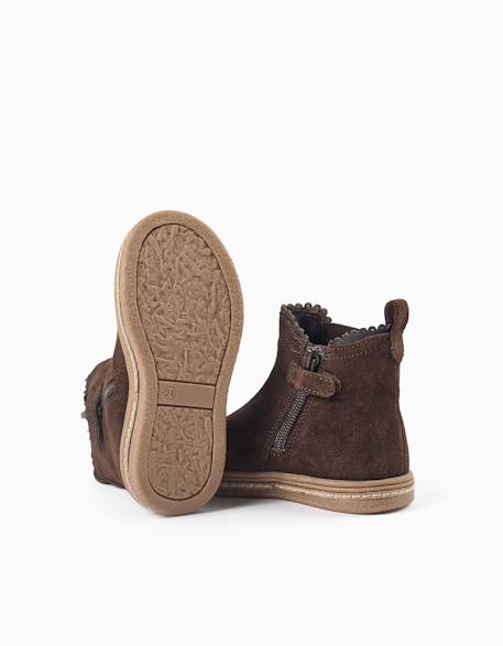 Bottines chelsea en daim avec semelle intérieure rembourrée Marrón 3 - vertbaudet enfant 