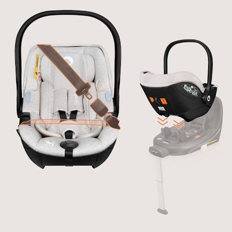 Siège-auto bébé moxie i-size 40-87 cm léger avec tissu en bambou, groupe 0+ Beige sand+Black carbon+Pink mauve 3 - vertbaudet enfant 