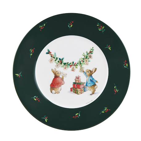 Assiette pierre lapin noël avec jeannot 20 cm Rouge+Vert 4 - vertbaudet enfant 