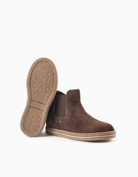 Bottines chelsea en daim avec semelle intérieure rembourrée Marrón 3 - vertbaudet enfant 