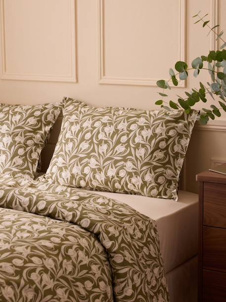 Taie d'oreiller percale de coton 'lucie' Bordeaux+Kaki 10 - vertbaudet enfant 