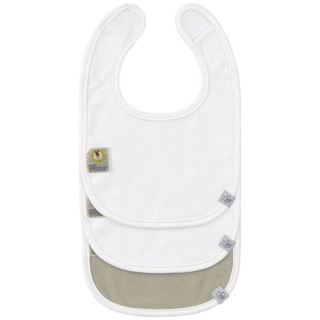 Lot de 3 bavoirs naissance gots happy fruits olive Blanc, olive 2 - vertbaudet enfant 