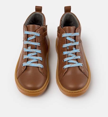 Baskets cuir kiddo Bleu fonc26+Brun bleu 028 8 - vertbaudet enfant 