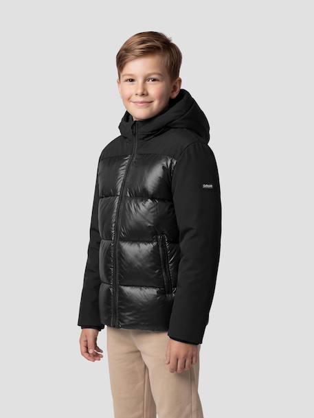 Blouson à capuche bi-matière Anthracite+Noir 7 - vertbaudet enfant 