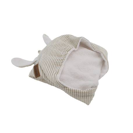 Sortie de bain bébé en mousseline à rayures avec capuche Beige 3 - vertbaudet enfant 