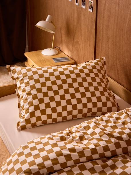 Taie d'oreiller percale de coton 'marius' Bleu+Caramel 11 - vertbaudet enfant 