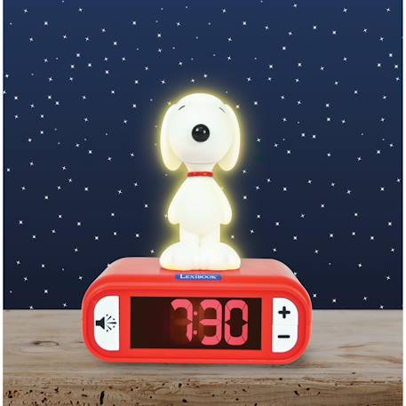 Réveil - veilleuse Snoopy avec effets sonores, Écran LCD, alarme Red & white 6 - vertbaudet enfant 