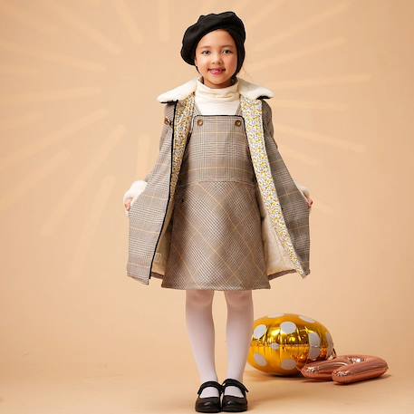 Manteau fille prince de galles fausse fourrure | amandine Marron 5 - vertbaudet enfant 