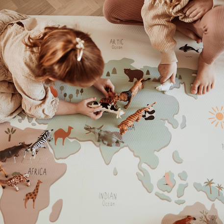 Tapis puzzel, boîte de rangement & mini maison - worldmap carte du monde 2 - vertbaudet enfant 