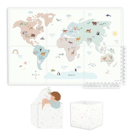 Tapis puzzel, boîte de rangement & mini maison - worldmap carte du monde 1 - vertbaudet enfant 