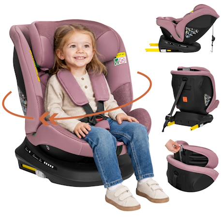 Siège-auto pivotant 360° bastiaan plus i-size 40-150 cm avec isofix Beige chocolate+Black carbon+Navy blue+Pink mauve 19 - vertbaudet enfant 