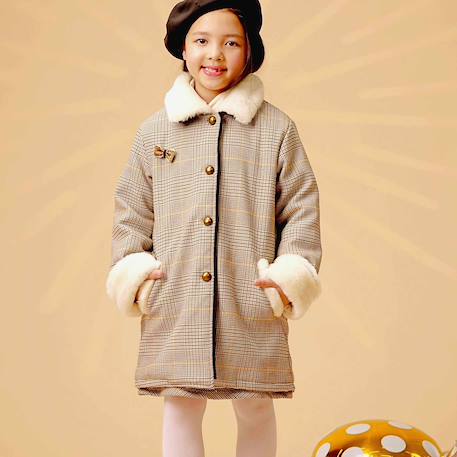 Manteau fille marron chaud à carreaux | amandine Marron 1 - vertbaudet enfant 