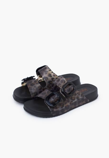 Sandales caoutchouc habana double boucle imprimé animal Noir+Vert 4 - vertbaudet enfant 