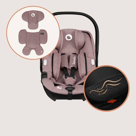 Siège-auto bébé moxie i-size 40-87 cm léger avec tissu en bambou, groupe 0+ Beige sand+Black carbon+Pink mauve 17 - vertbaudet enfant 
