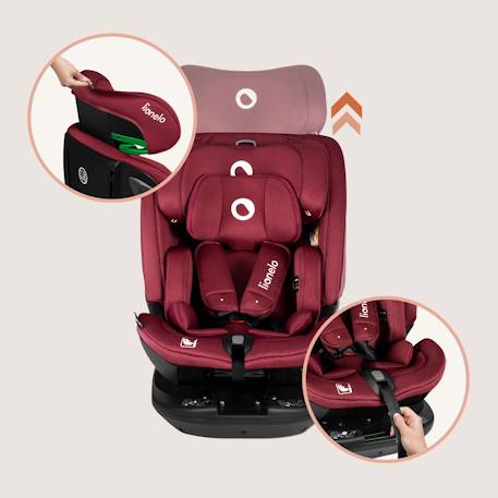 Siège-auto pivotant 360° bastiaan rwf i-size 40-150 cm avec isofix, groupe 0/1/2/3 Black carbon+Grey stone+Red burgundy 17 - vertbaudet enfant 
