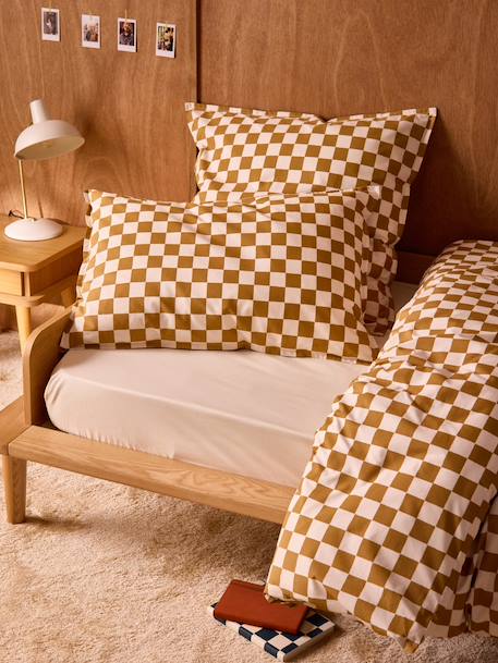 Taie d'oreiller percale de coton 'marius' Bleu+Caramel 9 - vertbaudet enfant 