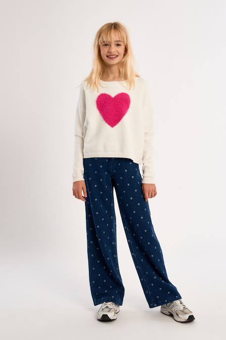 Pull en maille, motif cœur Noir+Offwhite 9 - vertbaudet enfant 