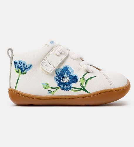 Baskets cuir peu cami Blanc naturel 121+Brun moyen 119 1 - vertbaudet enfant 