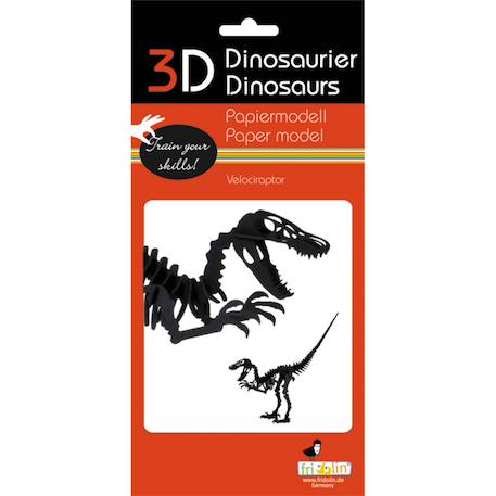 Maquette 3d enfant en papier vélociraptor Noir 3 - vertbaudet enfant 