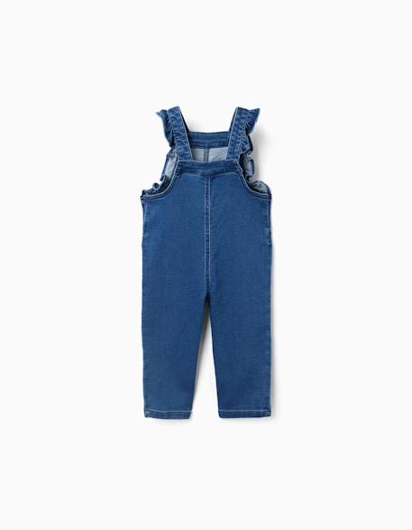 Salopette en jean avec bretelles à volants Bleu jean 2 - vertbaudet enfant 
