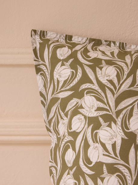 Taie d'oreiller percale de coton 'lucie' Bordeaux+Kaki 7 - vertbaudet enfant 