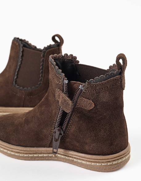 Bottines chelsea en daim avec semelle intérieure rembourrée Marrón 4 - vertbaudet enfant 