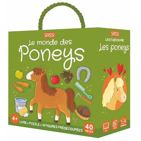 Livre et puzzle les poneys Vert 1 - vertbaudet enfant 