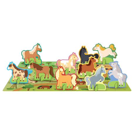 Livre et puzzle les poneys Vert 2 - vertbaudet enfant 